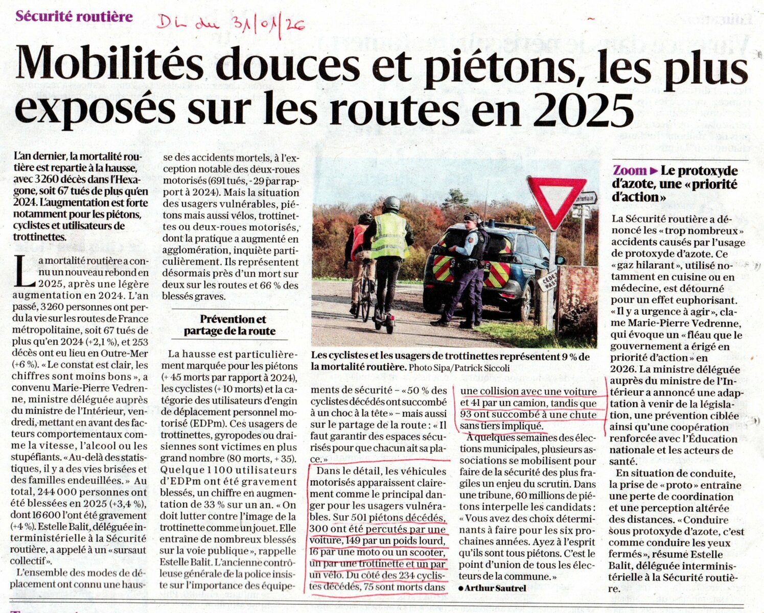 Sécurité routière Article DL du 31 01 26